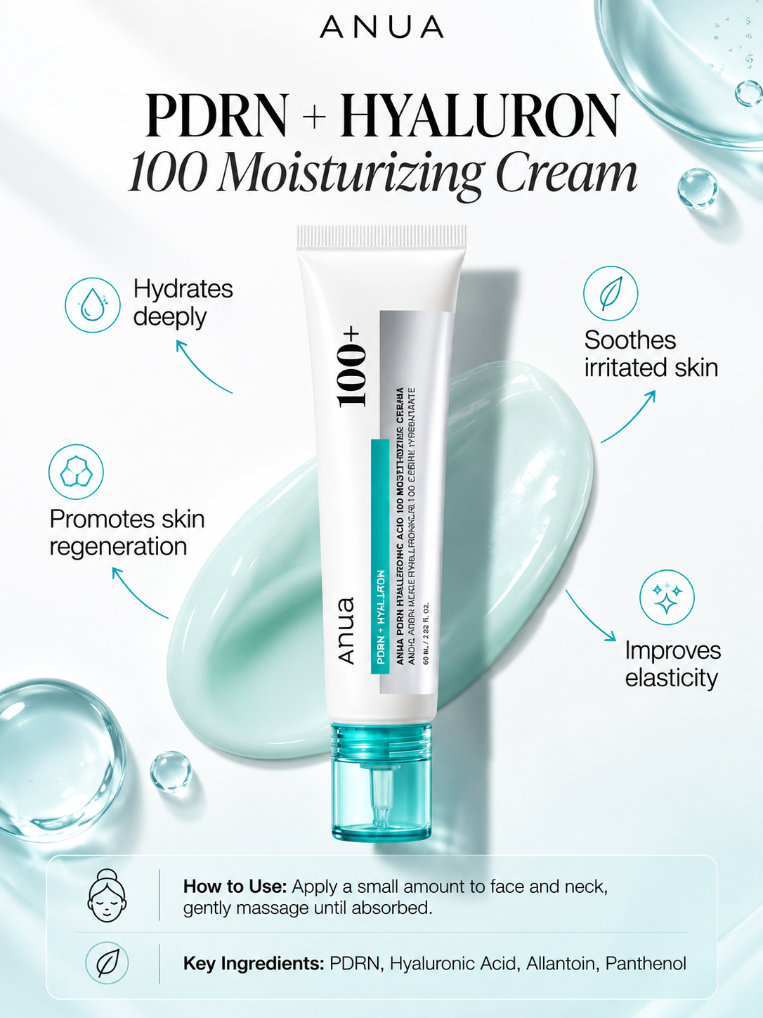 Anua PDRN Hyaluronic Acid 100 Moisturizing Cream