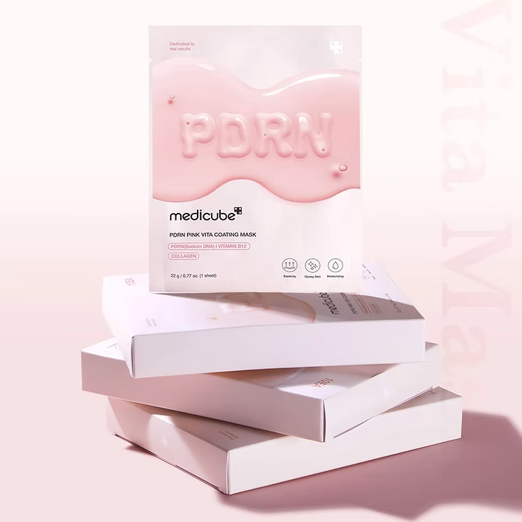 Medicube PDRN Pink Vita Coating Mask Set – Box of 10 Premium Korean Sheet Masks with PDRN and Vitamin C for Glowing Skin in Kuwait & GCC